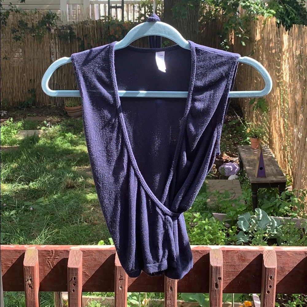 American Apparel Navy Wrap Top